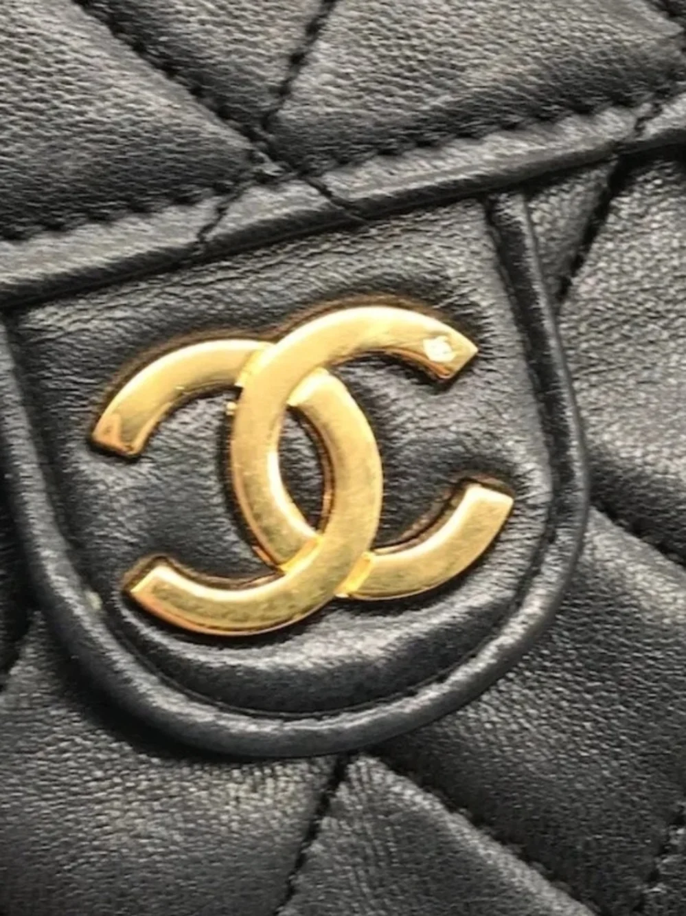 CHANEL Black Quilted Leather Shoulder Bag with Gold Hardware